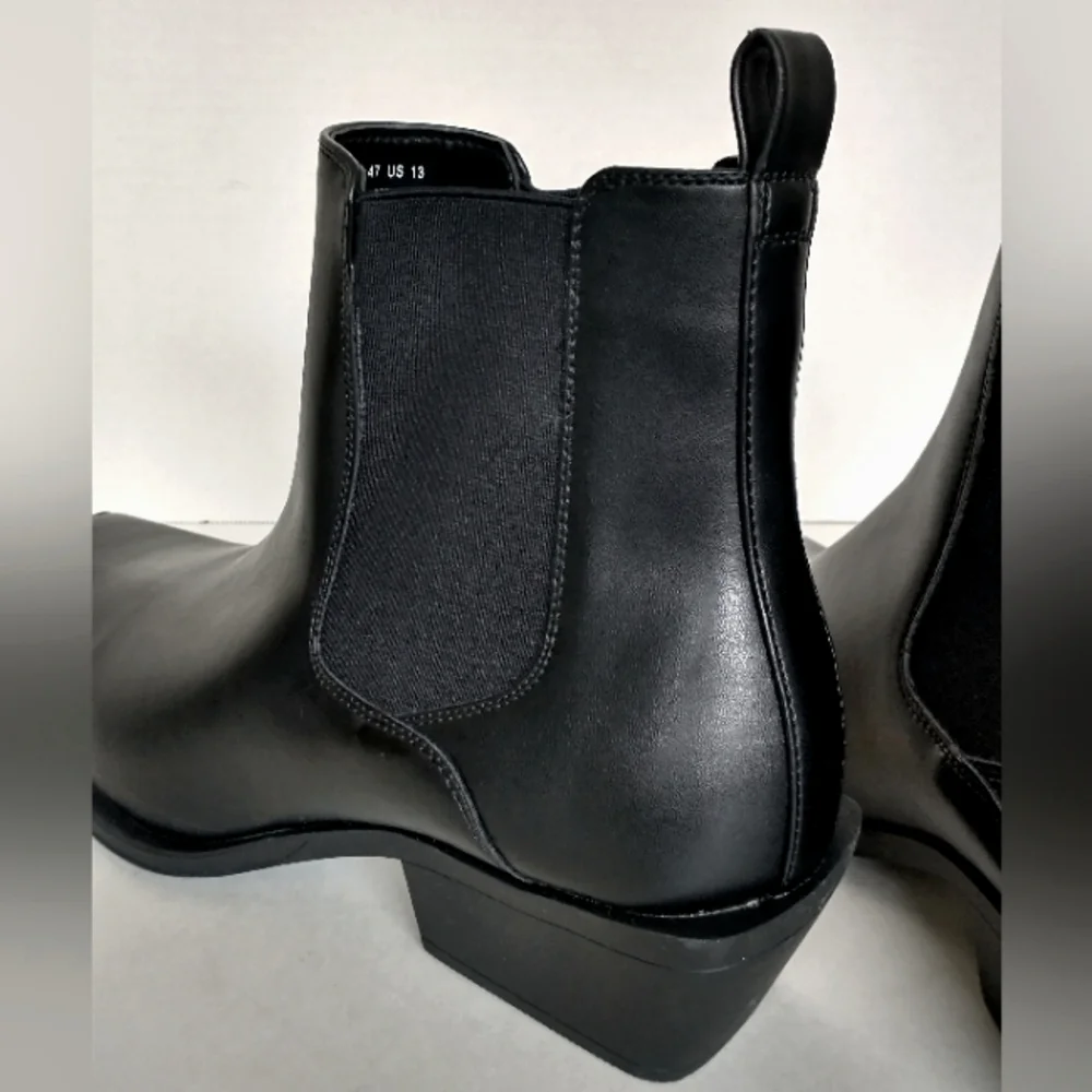 New w/o Box Asos Design Men's Cuban Heel Faux Leather Western Chelsea Boots